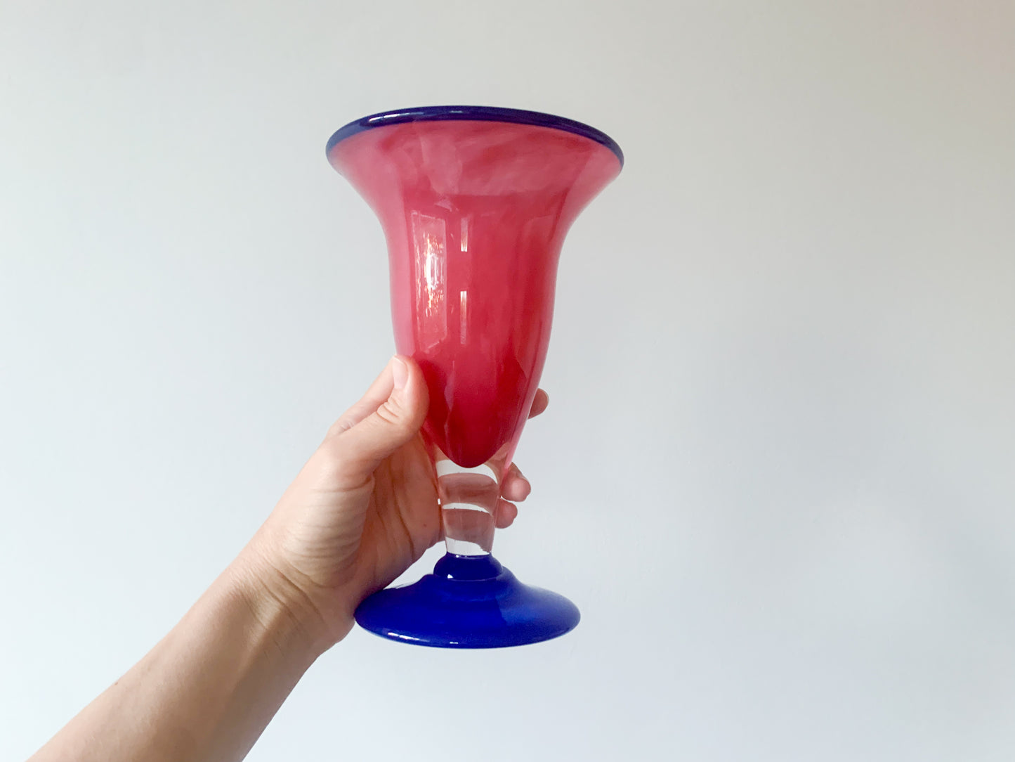 Handmade rose blue substantial vase by Studiolasi Finland, 1997