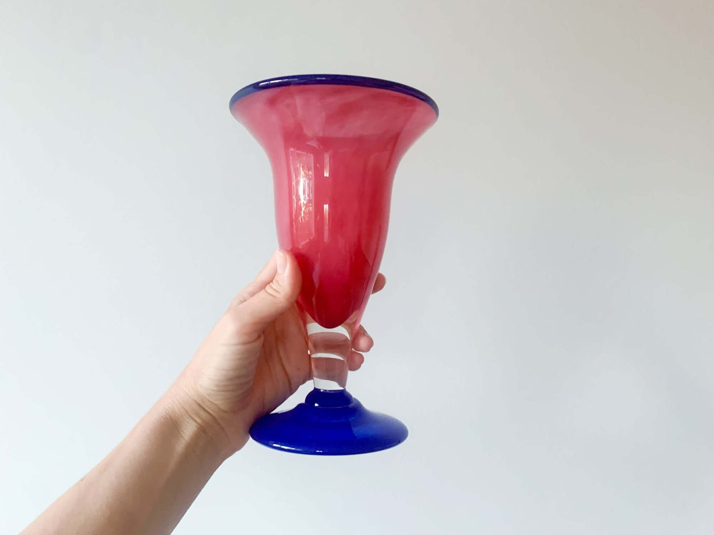 Handmade rose blue substantial vase by Studiolasi Finland, 1997