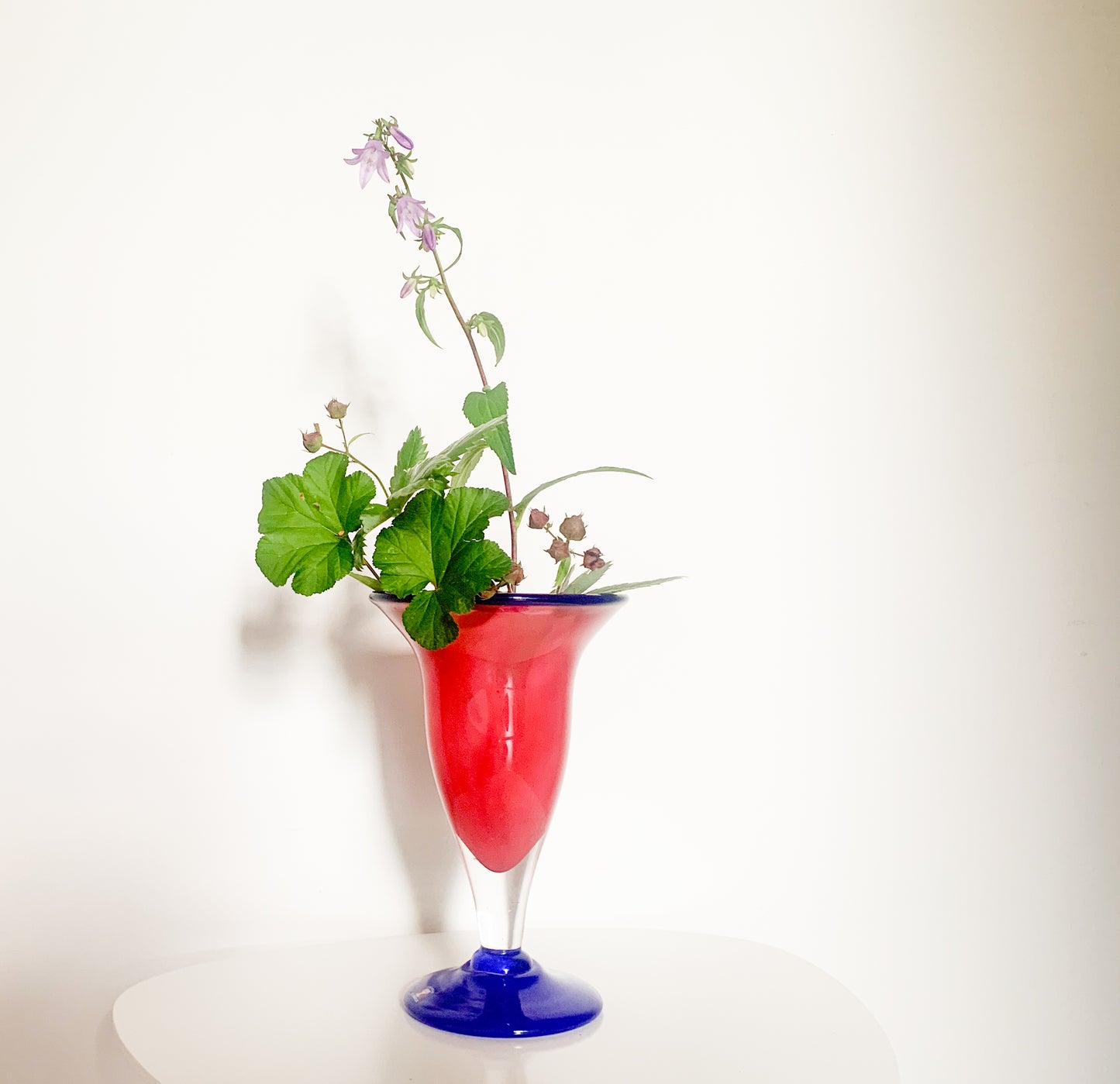 Handmade rose blue substantial vase by Studiolasi Finland, 1997