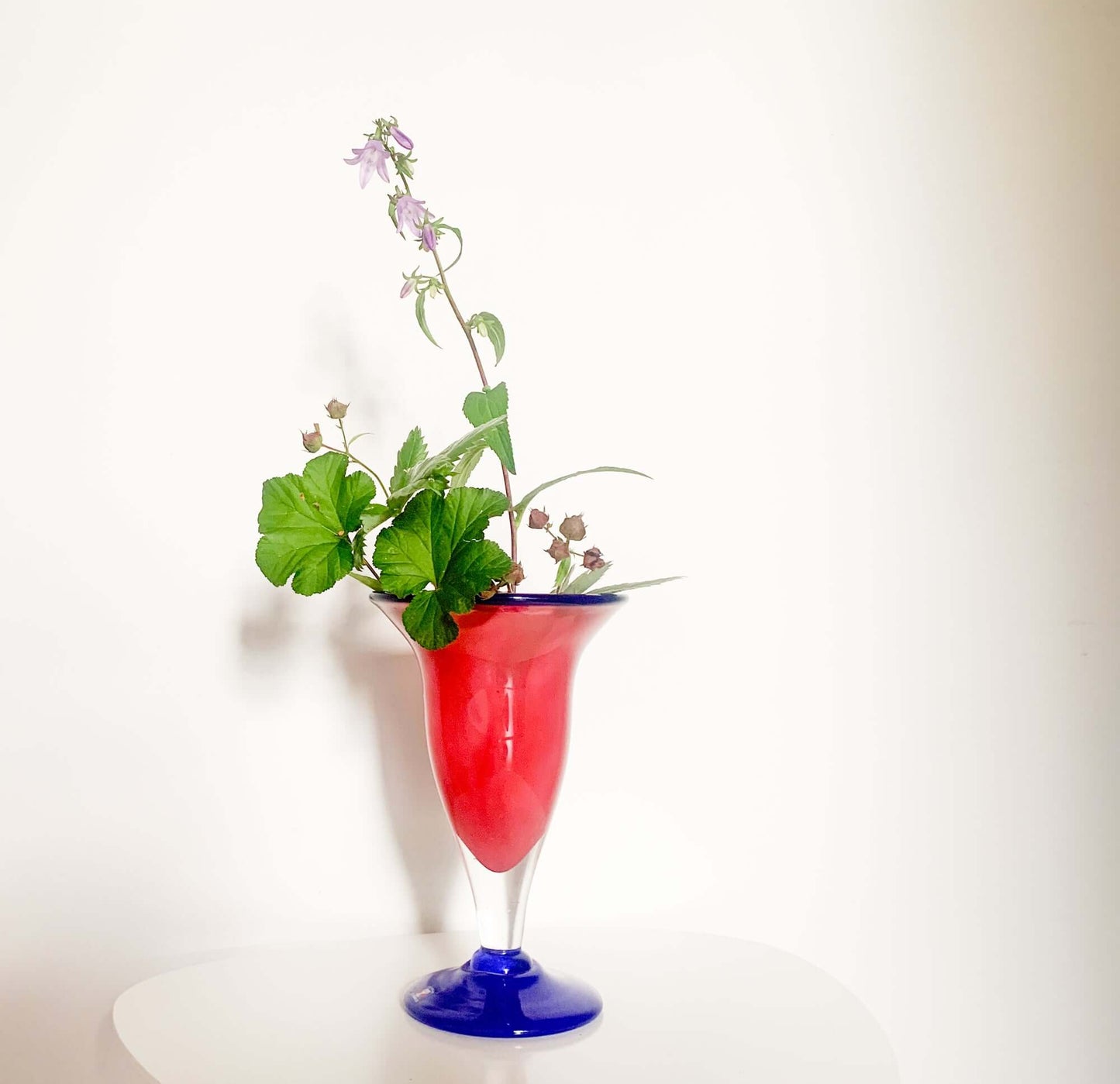 Handmade rose blue substantial vase by Studiolasi Finland, 1997