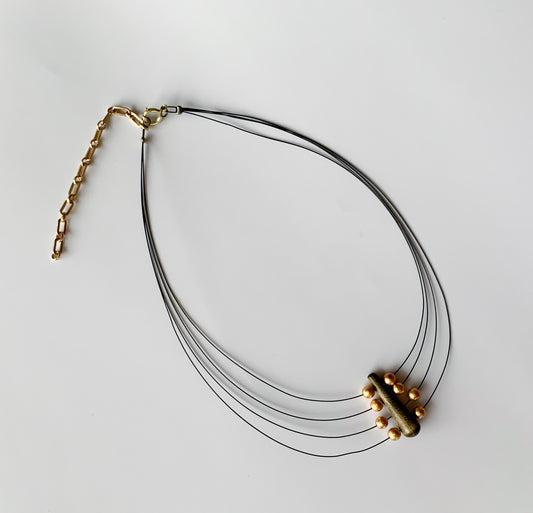 Aarikka Finland | Wooden pendant necklace, earthy green