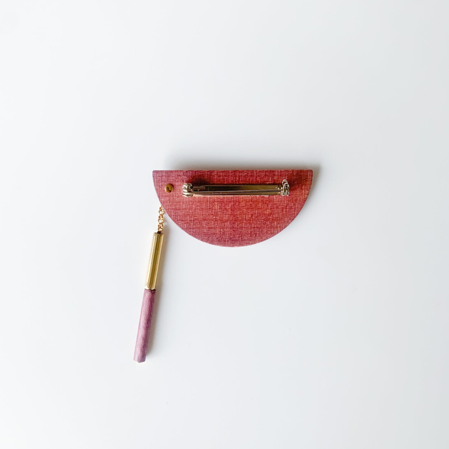 Aarikka Finland Wood Pendulum brooch, dusty rose