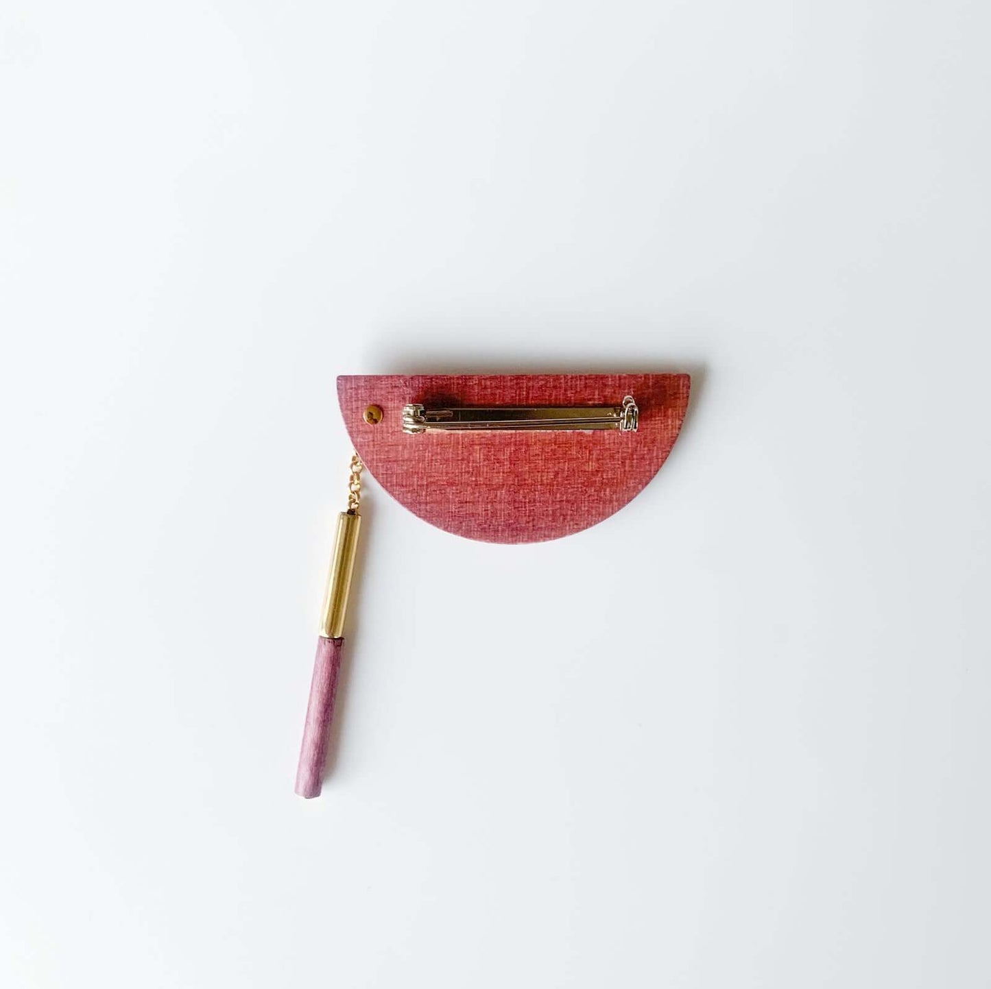 Aarikka Finland Wood Pendulum brooch, dusty rose