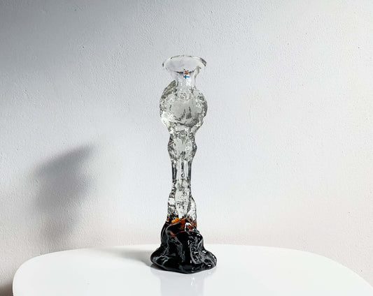 Art Glass Candle Holder & Figurine, 26 cm signed | Humppila Finland