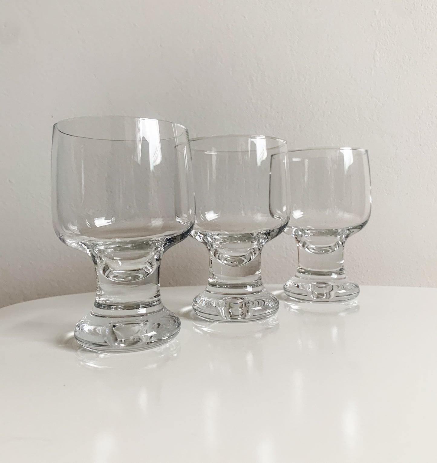Tapio Wirkkala for Iittala Finland, Set of 3 “Joiku” wine glasses