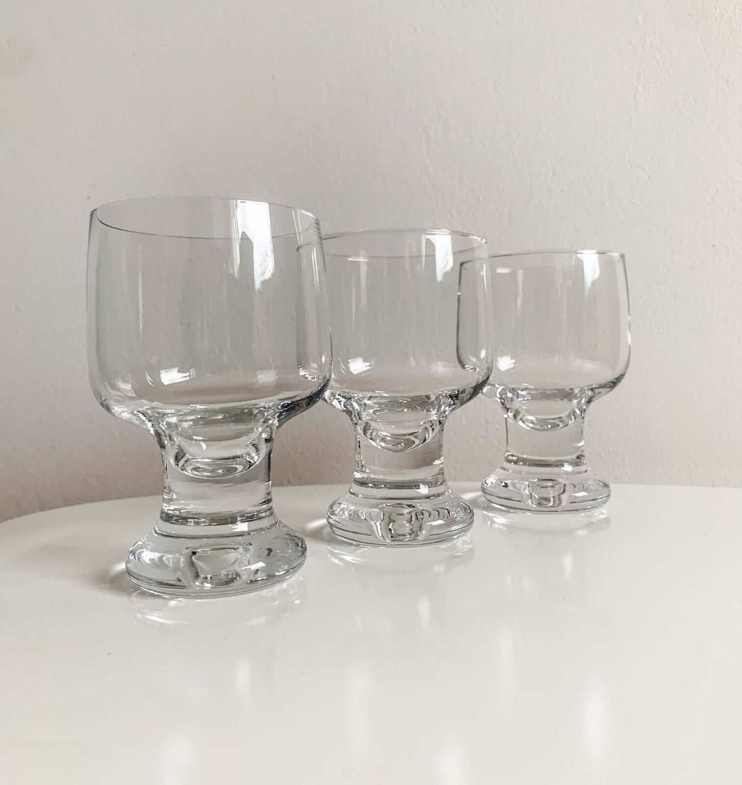 Tapio Wirkkala for Iittala Finland, Set of 3 “Joiku” wine glasses