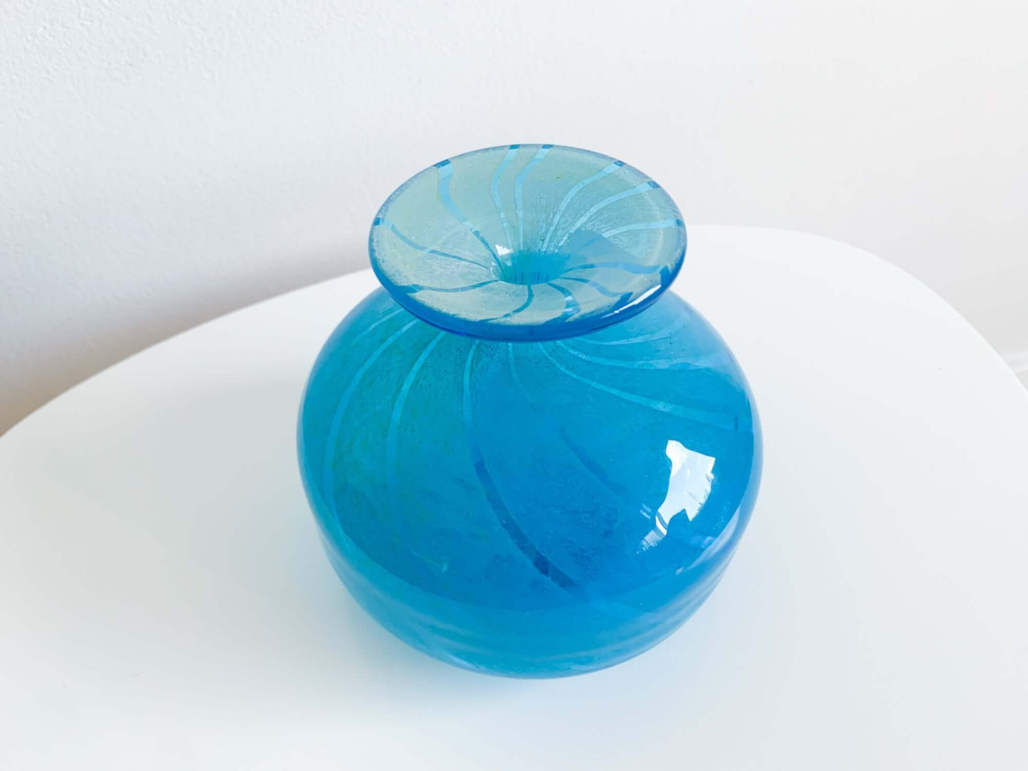Modernist vase in Mediterranean color, Michael Harris era, Mdina Malta, 70s