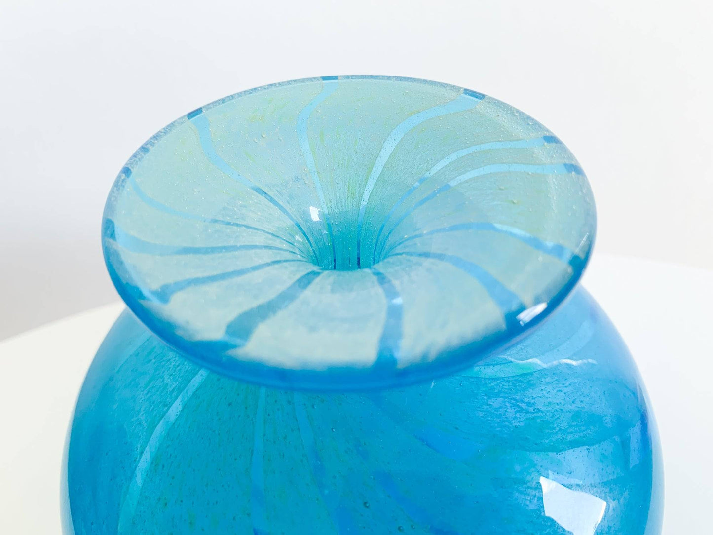 Modernist vase in Mediterranean color, Michael Harris era, Mdina Malta, 70s