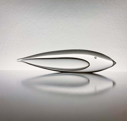 Vicke Lindstrand Kosta Boda, Crystal Fish 1960s Signed