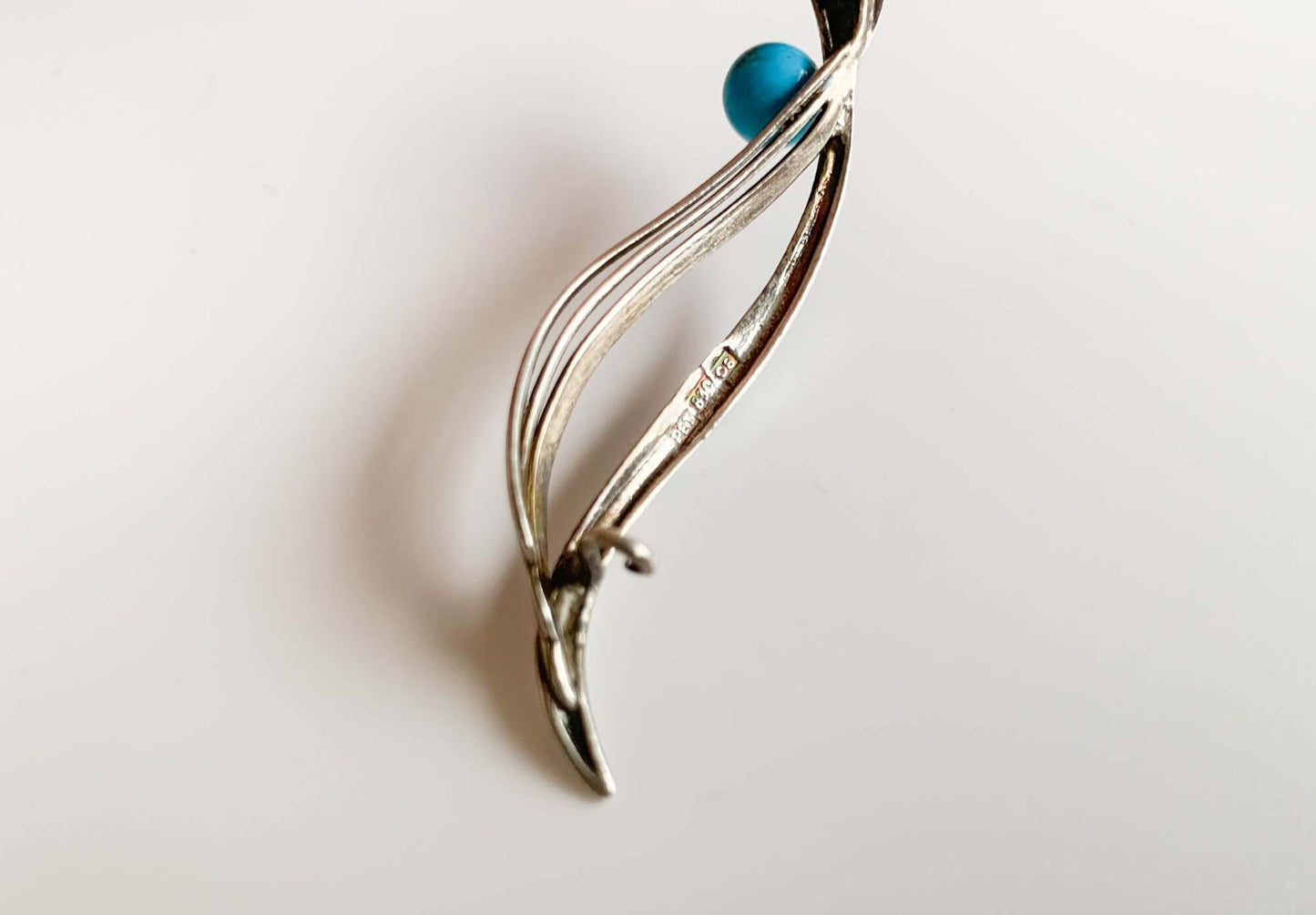 Modernist Silver Brooch by Pertti Tevilin, turquoise