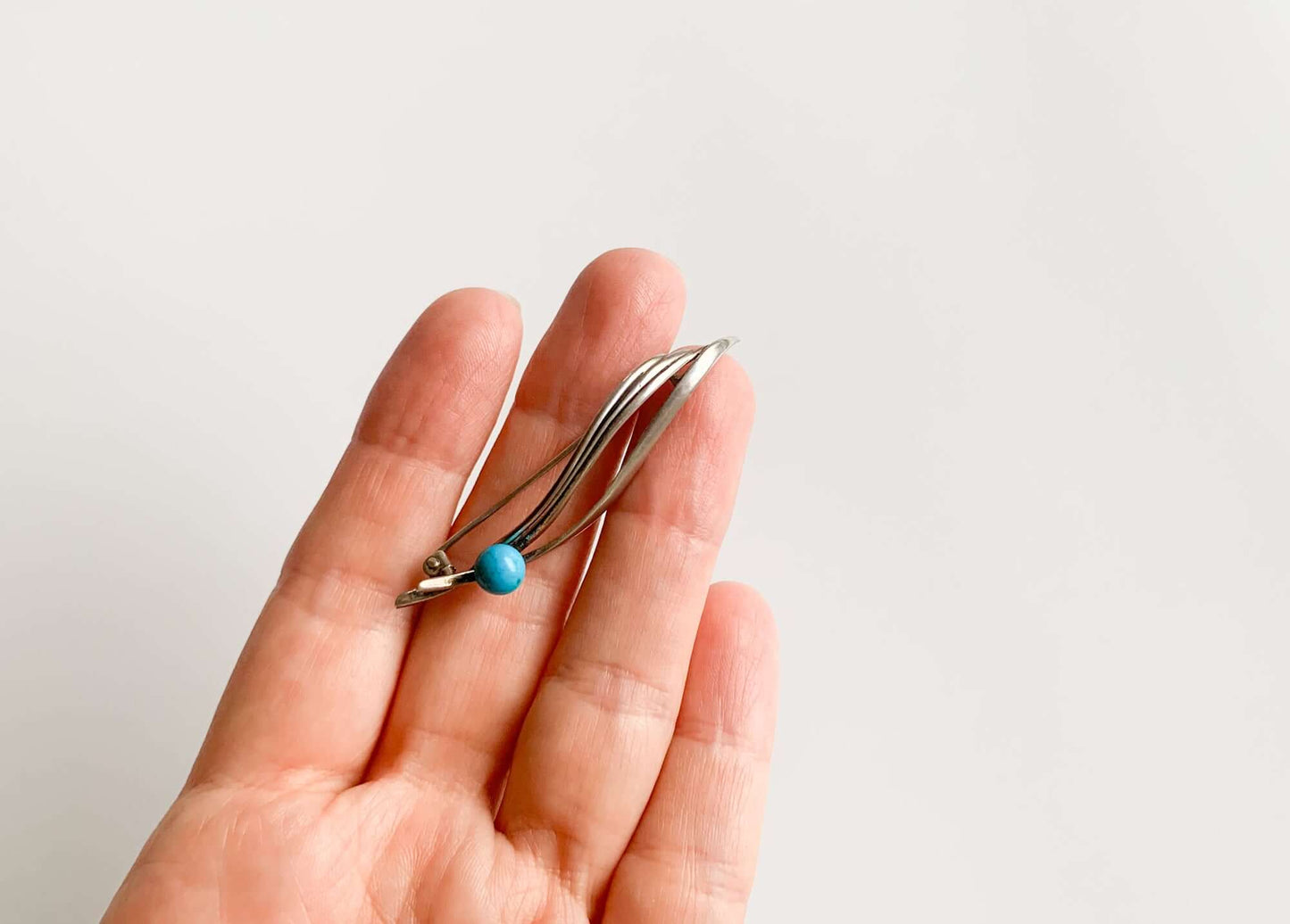 Modernist Silver Brooch by Pertti Tevilin, turquoise