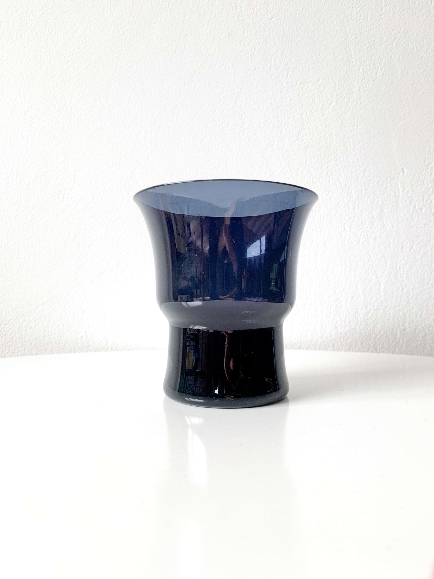 Dark purple glass vase, designer Saara Hopea, Nuutajärvi, Finland