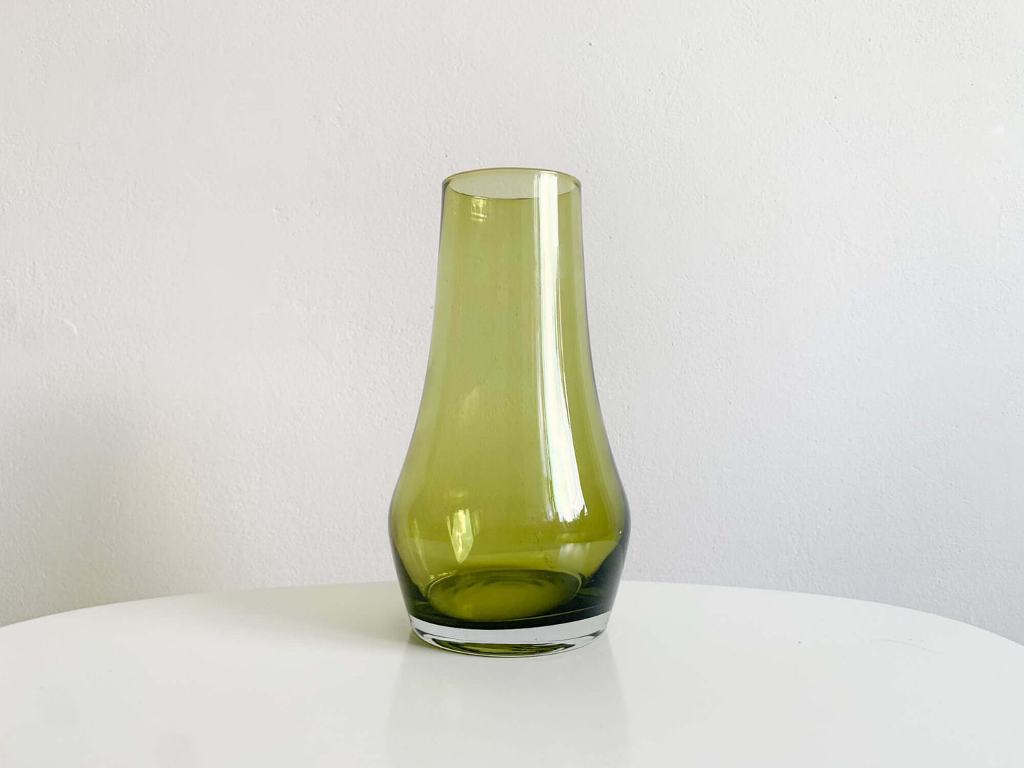 Pop Art glass olive color 1374 vase, designer Tamara Aladin, Riihimaki Finland