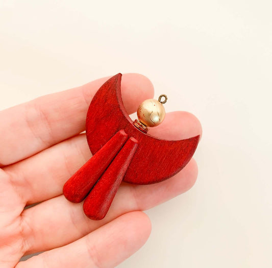 Aarikka Finland, Wooden Angel Brooch Pendant