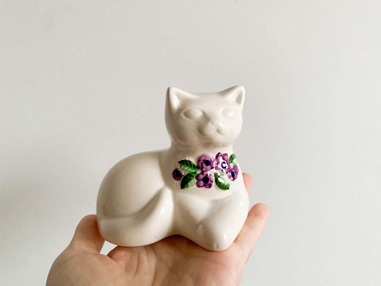 Vintage ceramic figurine Cat hand painted