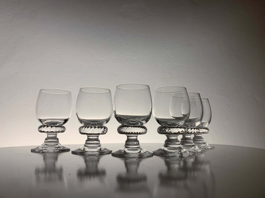 Set of 6 shot glasses Monrepos, designer Heikki Orvola, Nuutajarvi Finland 1979-80