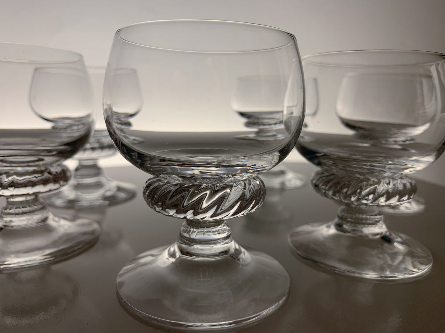 Vintage set of 6 cocktail glasses Monrepos, design Heikki Orvola, Nuutajarvi Finland 1979-80