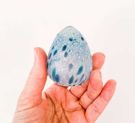 Monica Backström Boda Blue Art Glass Egg, Sweden