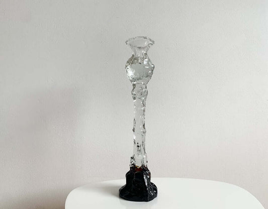 Modernist glass art sculpture Melting Ice pattern 1980s
