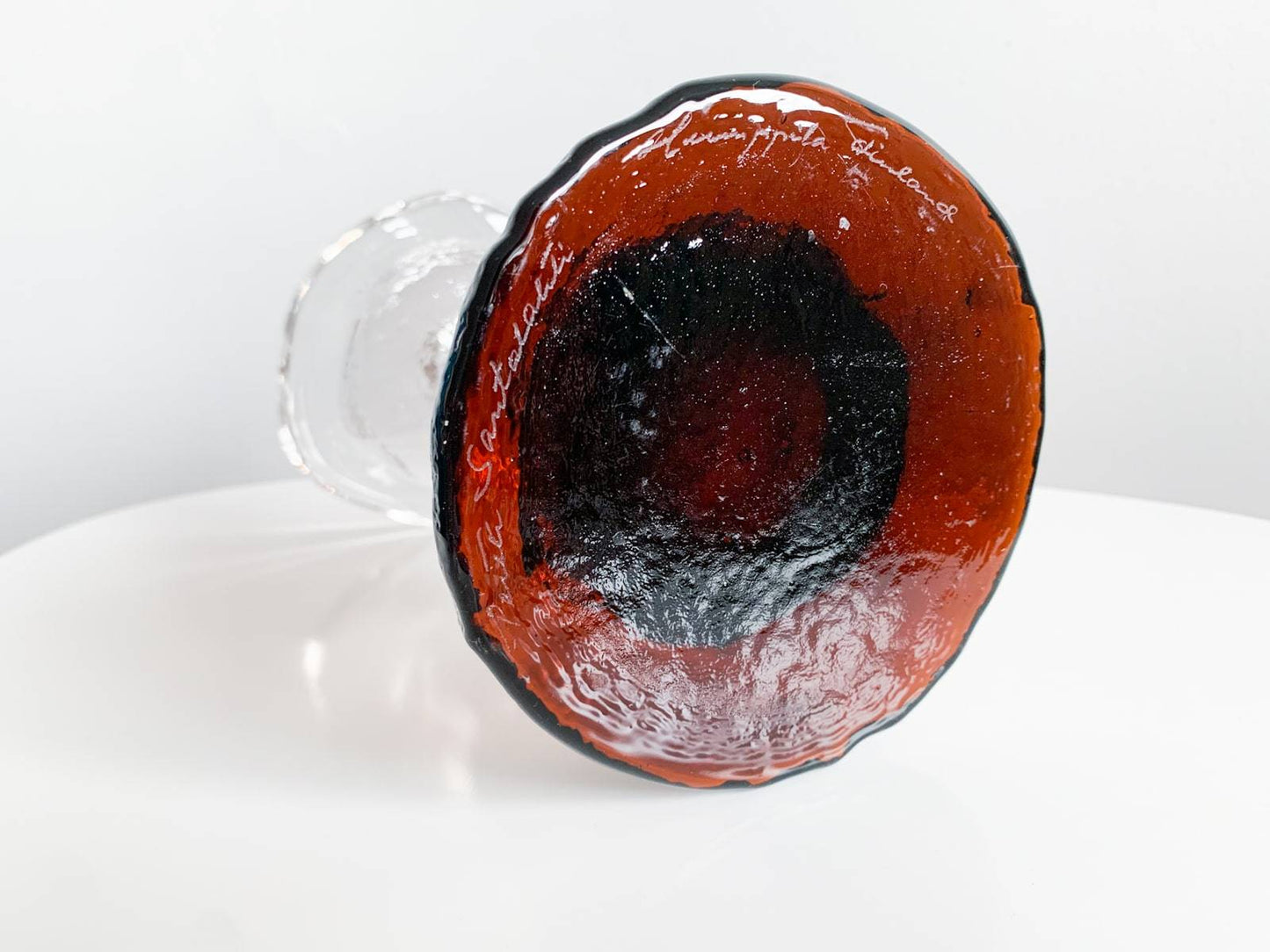 Signed designer glass Pertti Santalahti vintage decor Nordics