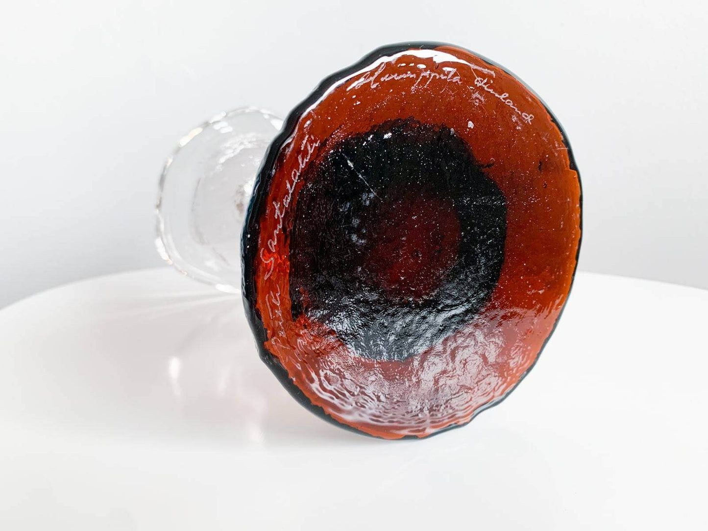 Signed designer glass Pertti Santalahti vintage decor Nordics