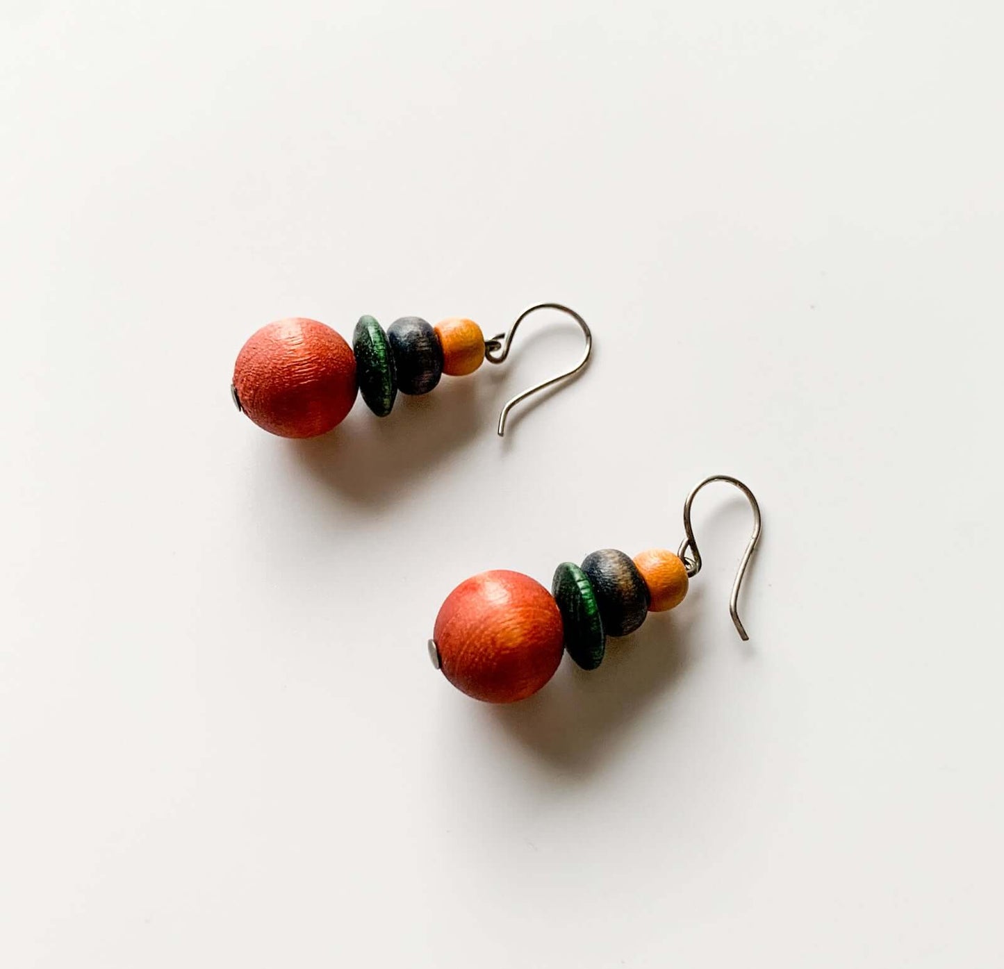 Aarikka Finland | “Forest Berries” Multicolored Wooden Earrings