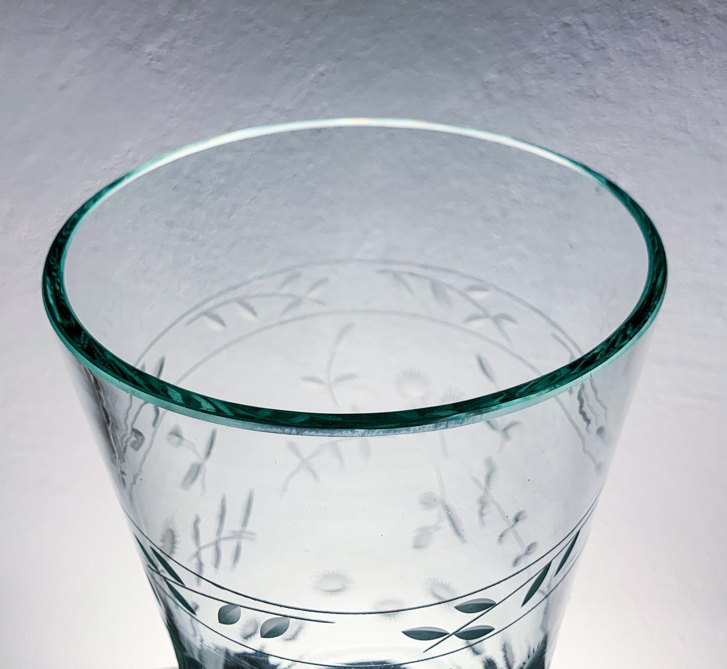Antique engraved vase, cornflower motif