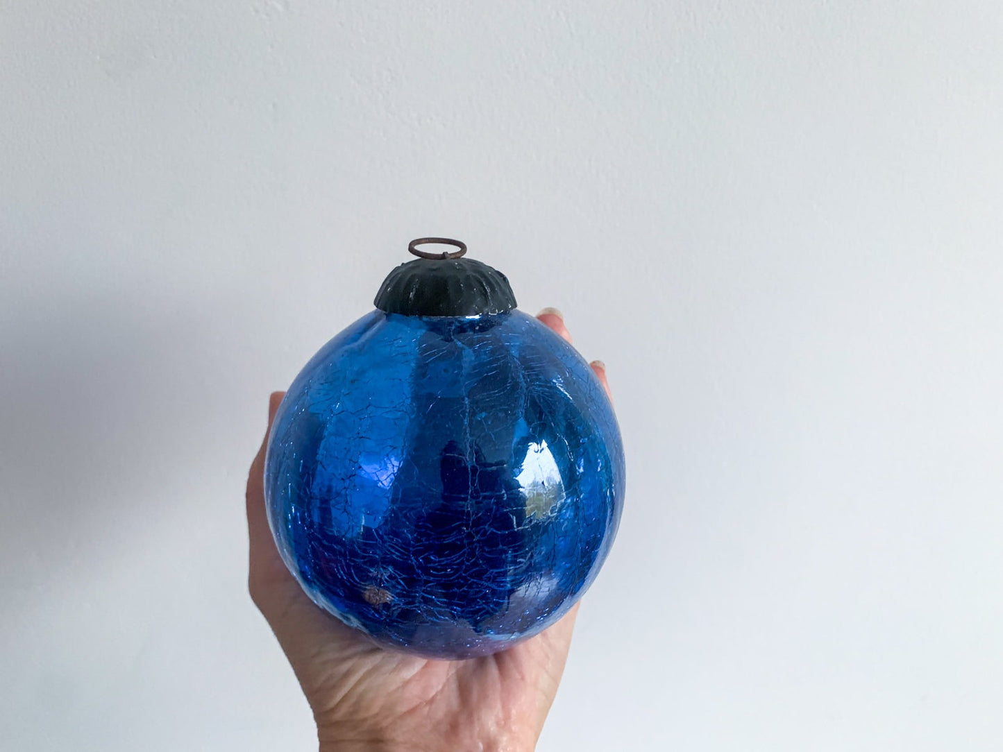 Antique hanging ball frosted glass cobalt glass