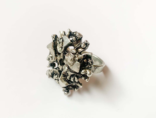 Brutalist pewter ring, design Tapani Vanhatalo, Finland