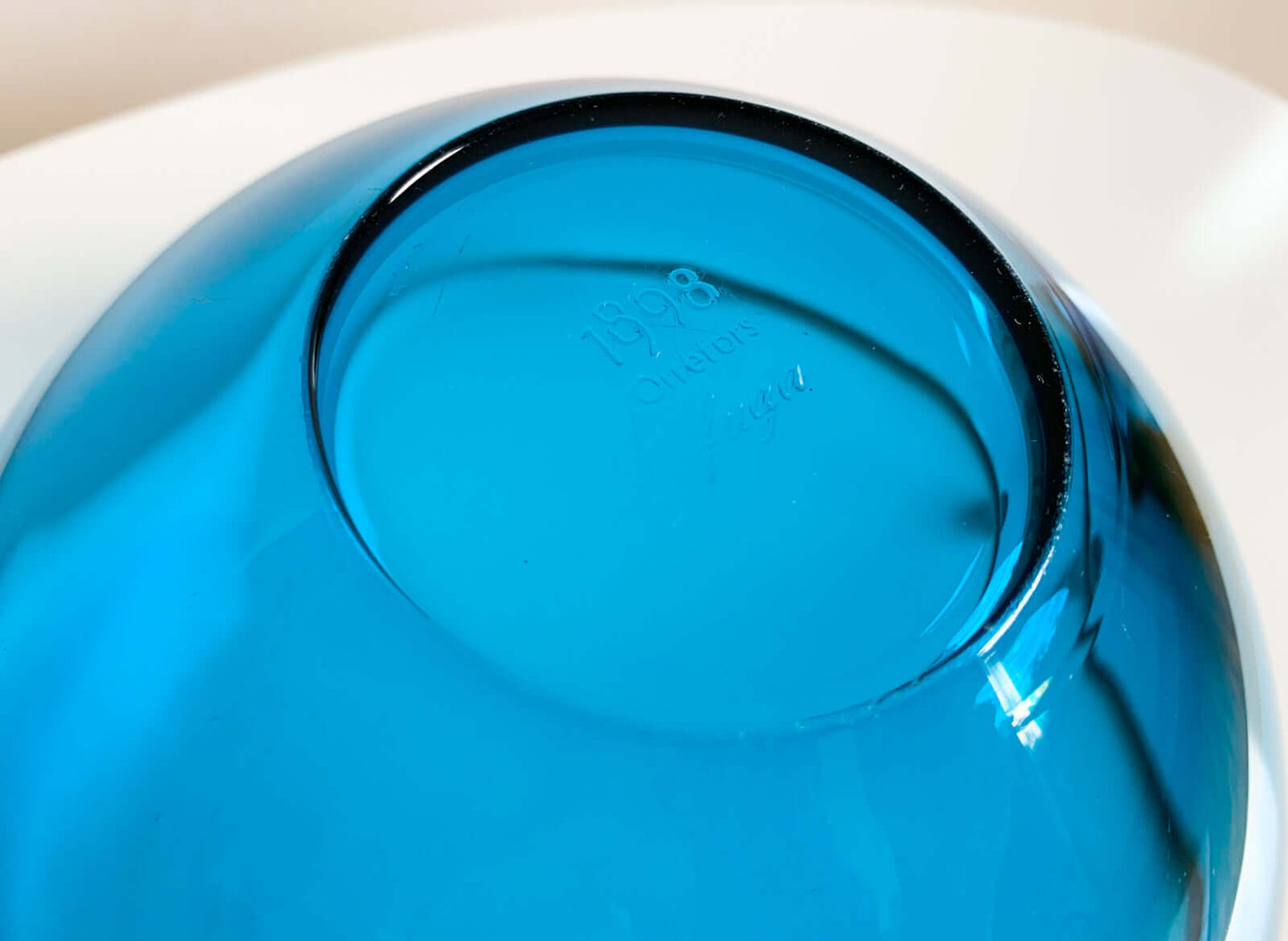 Sven Palmqvist Orrefors, Fuga bowl turquoise, limited edition 1998