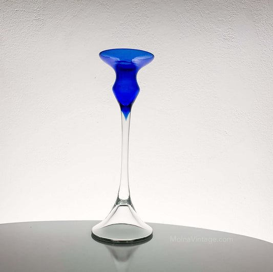 Blue Glass Candlestick by Marjut Kumela | Finland