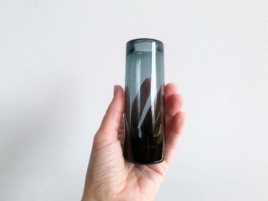 Holmegaard Per Lutken, Art glass grey vase Chimney, Denmark 1960s