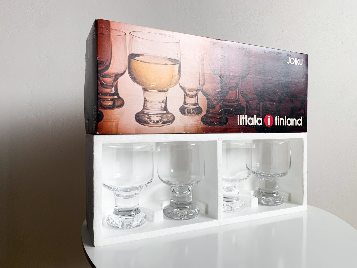 Tapio Wirkkala Iittala, Joiku Wine Glass Set with Original Box