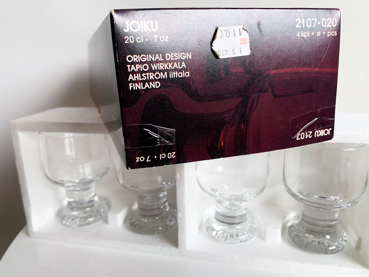 Tapio Wirkkala Iittala, Joiku Wine Glass Set with Original Box