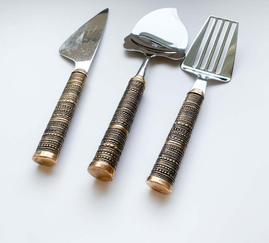 Vintage Bronze Jorma Laine | Utensil Set Cheese Knife Hackman | Molna Vintage