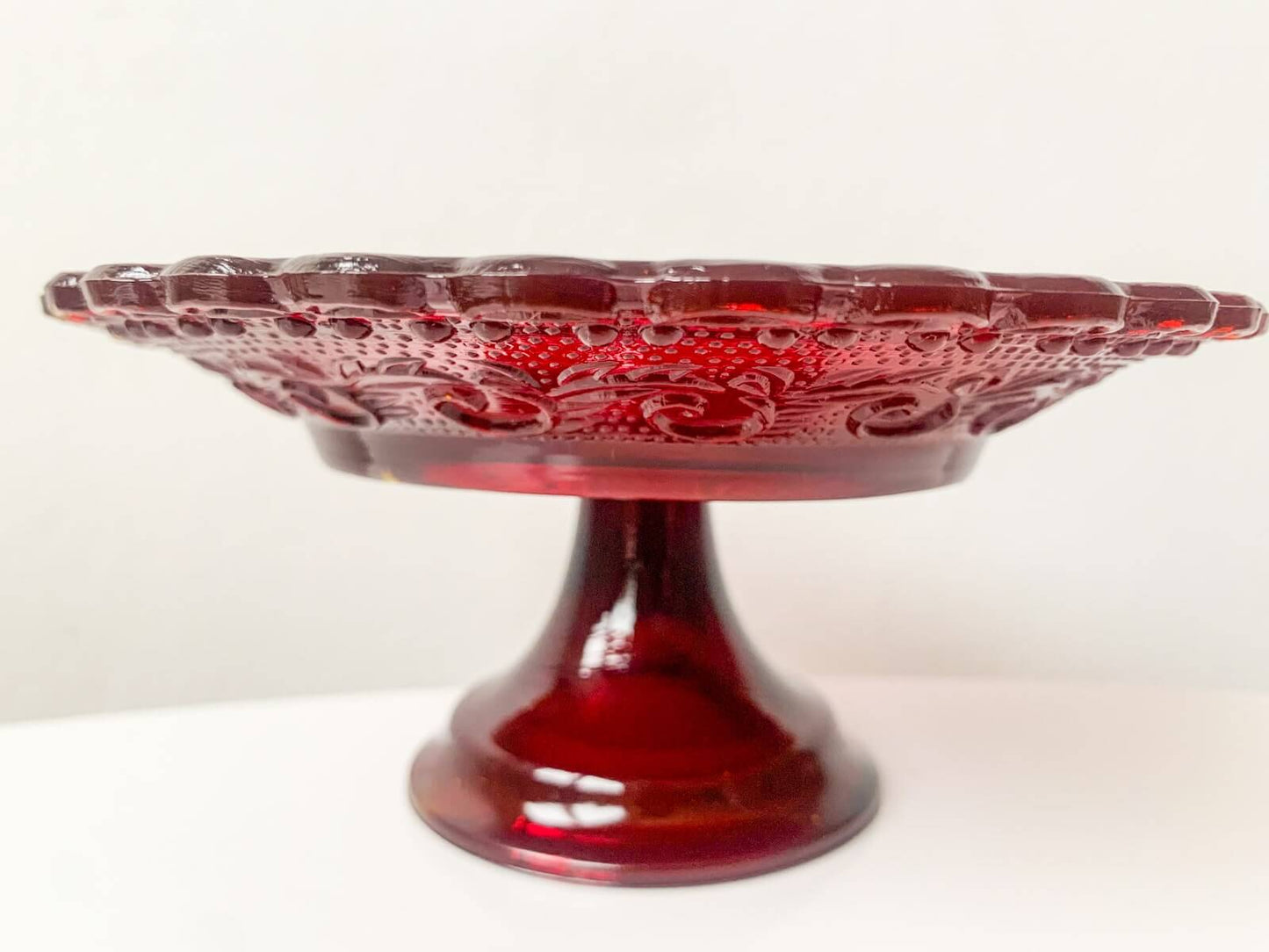 Vintage Cadmium Glass Pedestral Dish | Molna Vintage