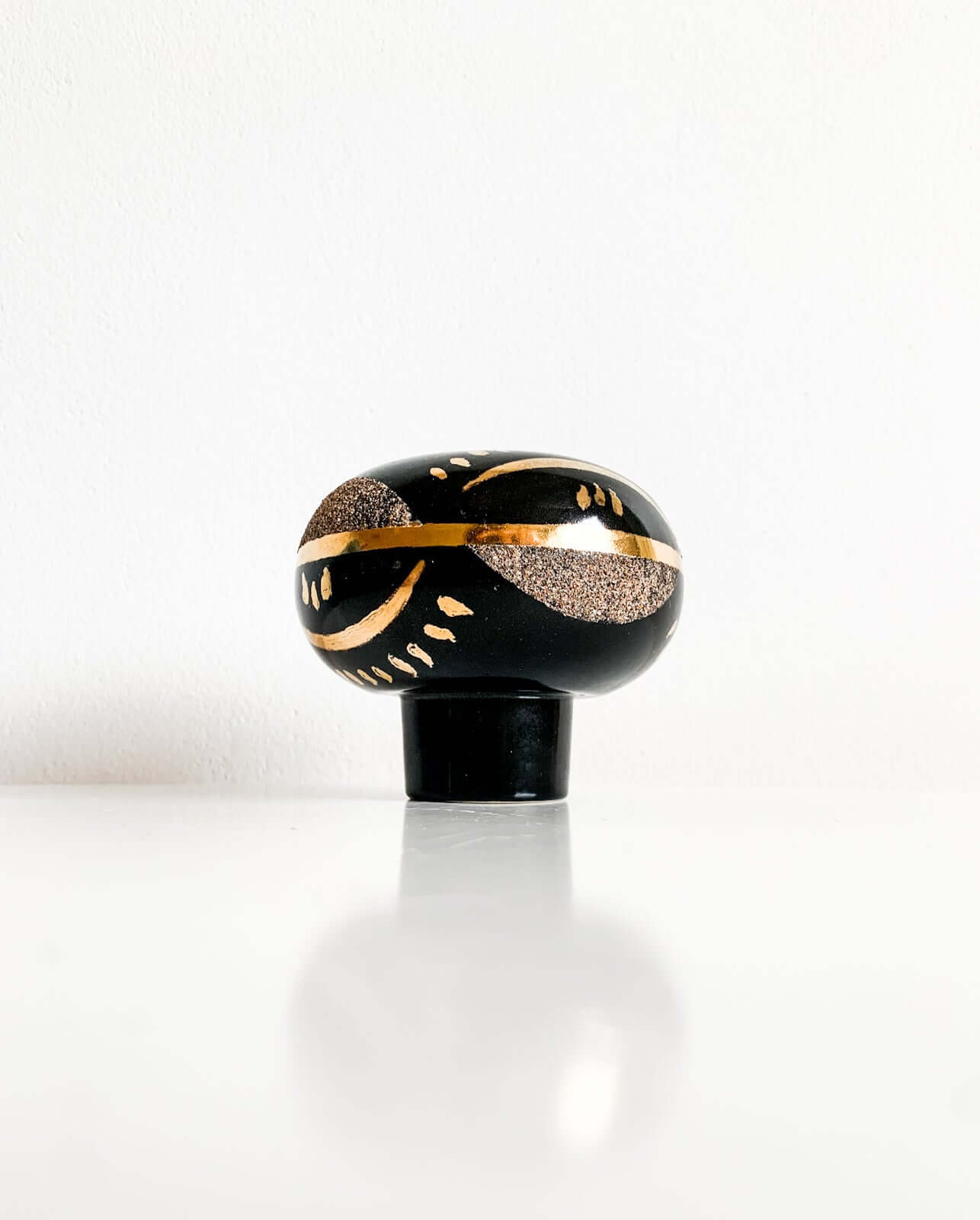 Vintage Soholm black gold vase Maria Philippi Denmark | Molna Vintage