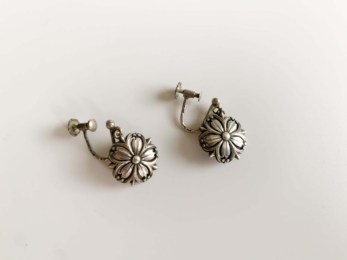 Silver vintage earrings Flowers, Tillander Finland