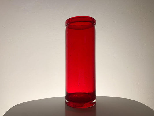 Vintage red glass vase Erik Hoglund Kosta Boda 1960s