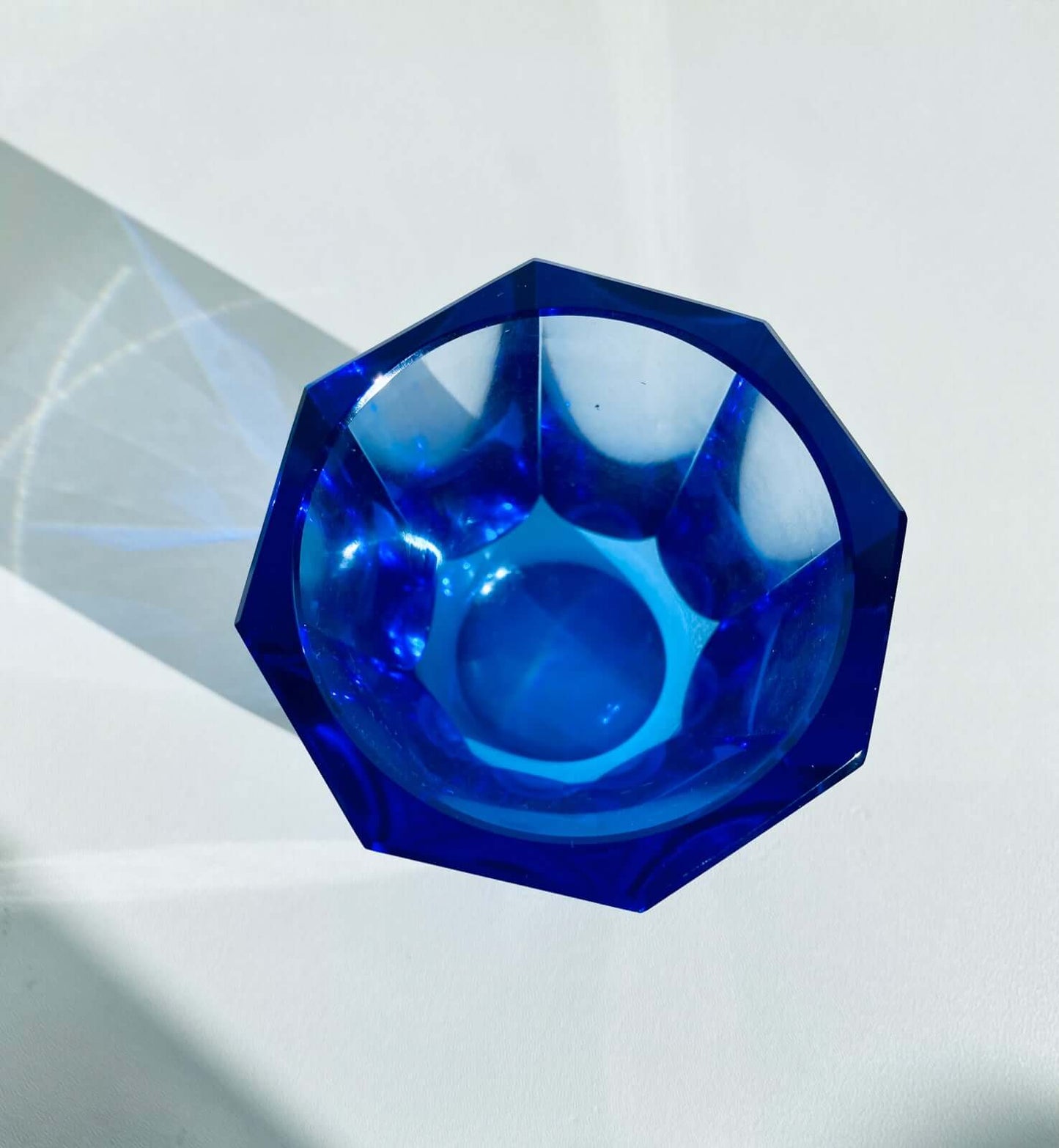 Rare blue crystal Karhula vase designed by Goran Hongell | Collectible vintage Scandinavian glass