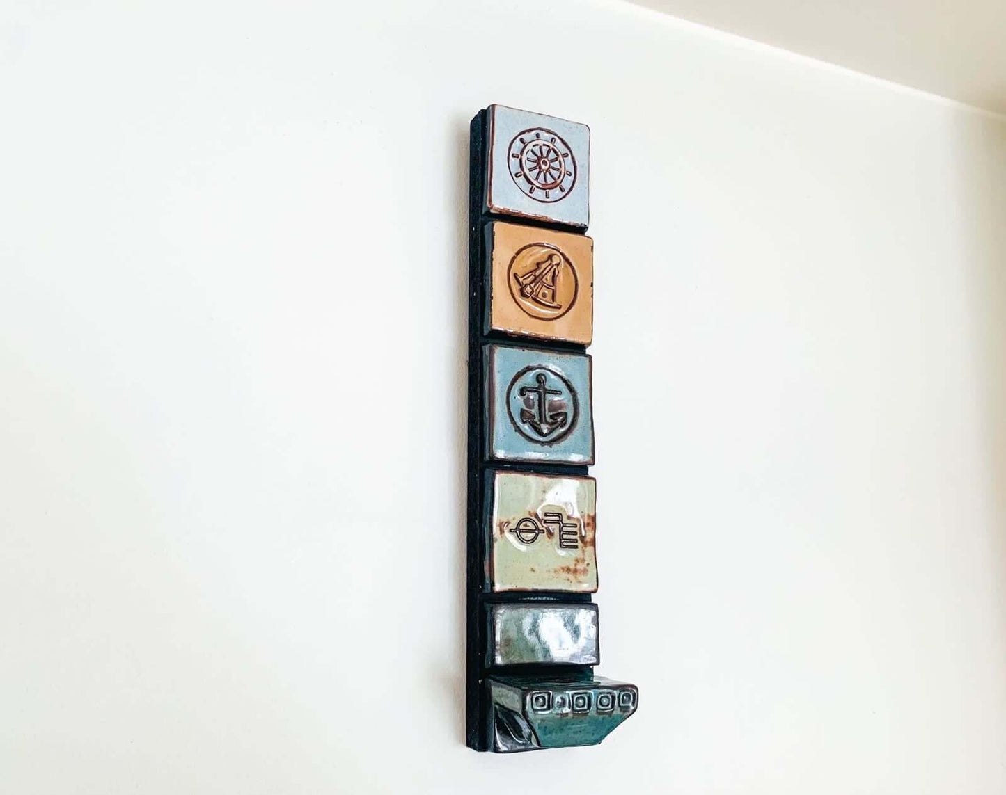 Collectible Scandinavian ceramics | Modernist ceramic wall decor, candle holder | Designer Lizzie Thyssen, Denmark