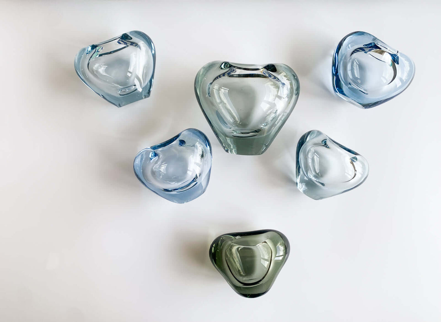 Per Lutken vintage glass collection | Holmegaard | Heart shape vases