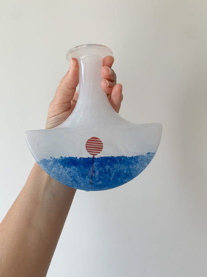 Vase and bottle July series boat shape. Designer Kjell Engman, Kosta Boda, 1980s