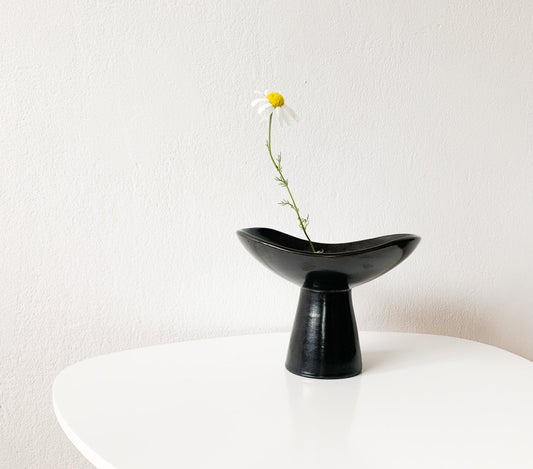 Vintage black gray vase and candle holder by Jerk Werkmäster, 1960s. Nittsjö ceramics