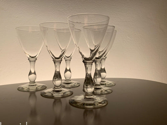 Set of 6 vintage liquor glasses Savoy series, 1940s. Riihimäen lasi, Finland