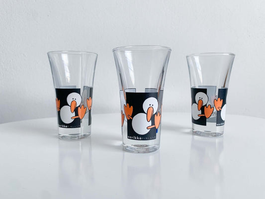 Set of 3 joyful shot glasses Duck Allu, Aarikka Finland 1990s