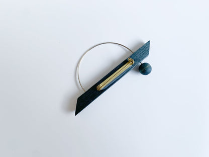 Wooden stylish black brooch by Aarikka Finland