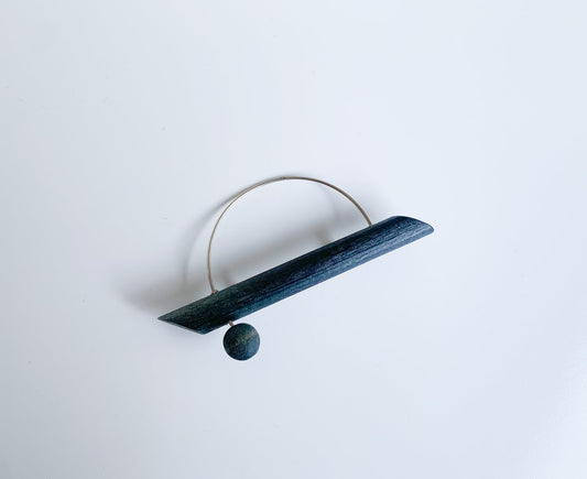 Wooden stylish black brooch by Aarikka Finland