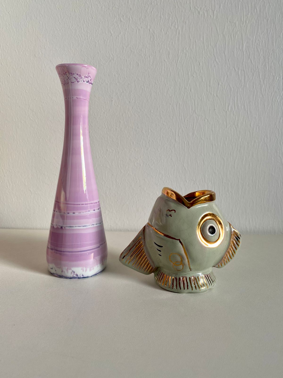 Pink porcelain vase, handpainted, designer Leena Heinonen, Finland