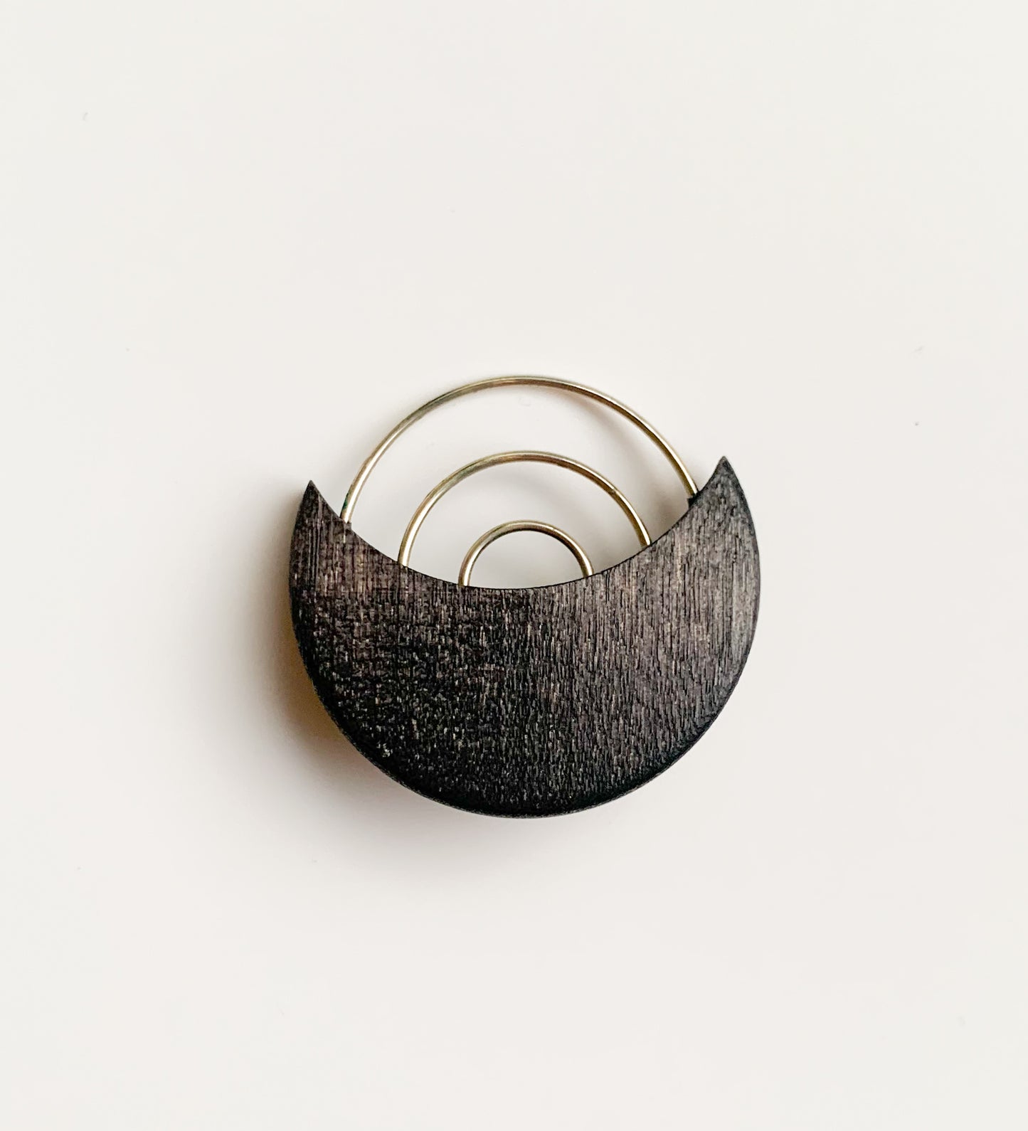 Aarikka Crescent Moon Brooch | Wooden Jewelry | Molna Vintage